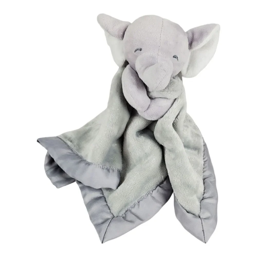 Carter’s Elephant Grey Security Blanket Lovey Baby Plush Toy Satin Back 14x14